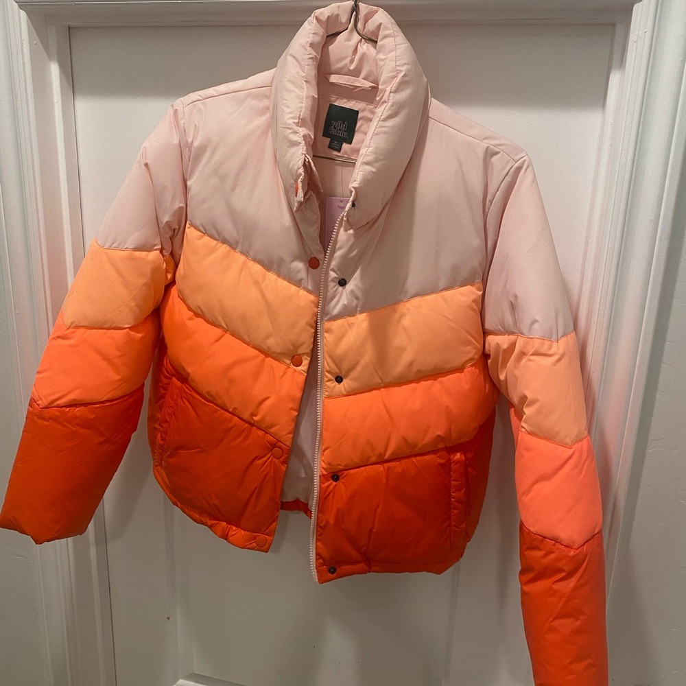 Orange Neon Orange Puffer Jacket - medium